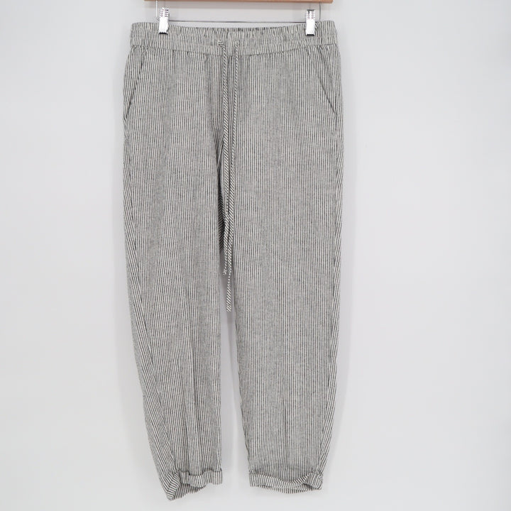 J.Crew Womens Size 6 Navy White Striped Linen Cotton Seaside Pull On Pants