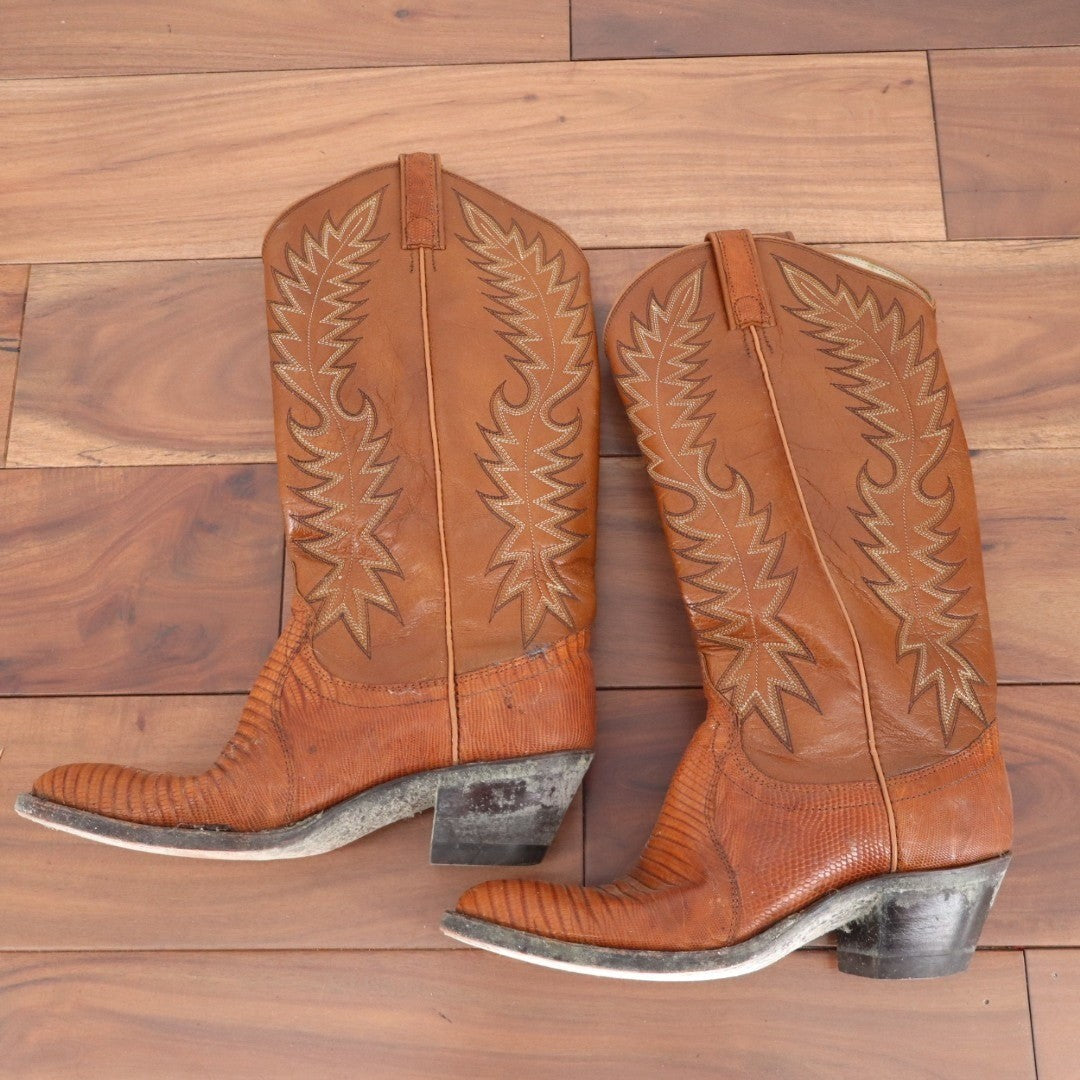 Dan Post Teju Lizard Western Mens 6D Dark Brown Leather Embroidered Cowboy Boots
