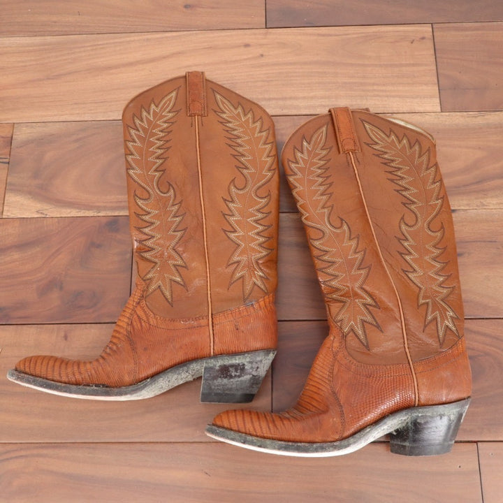 Dan Post Teju Lizard Western Mens 6D Dark Brown Leather Embroidered Cowboy Boots