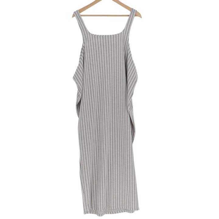 Zara Tank Dress Womens S Gray Vertical Pinstripe Square Neck Wide Strap Pullover