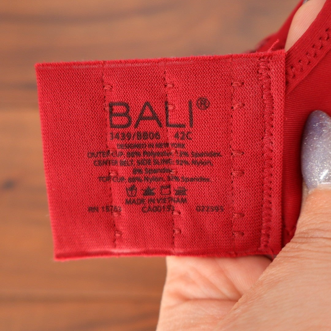 Bali One Smooth U Ultra Light T-Shirt Bra Womens 42C Rosy Red Stretch Underwire