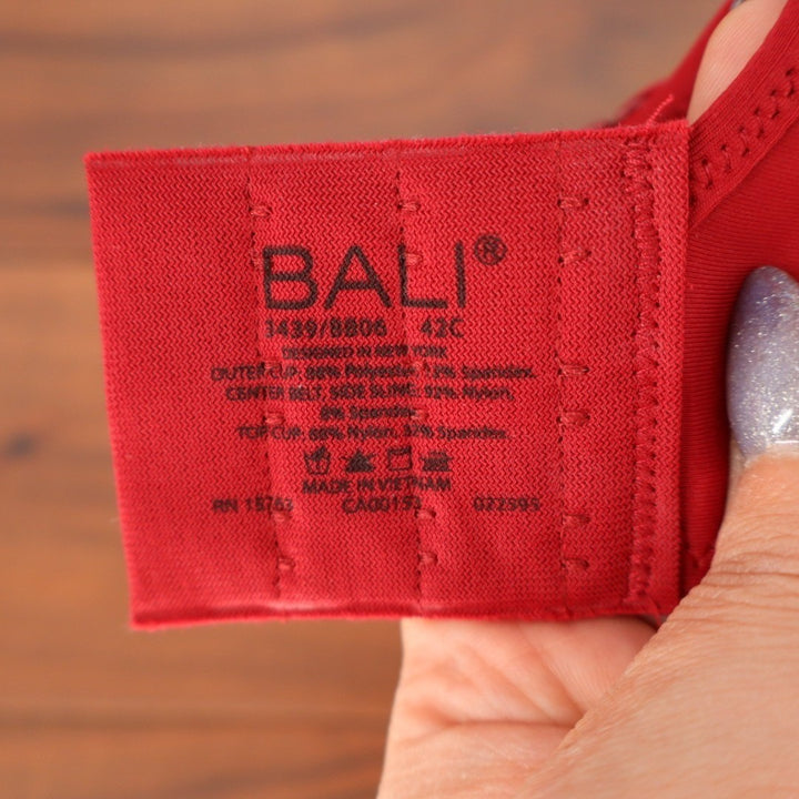Bali One Smooth U Ultra Light T-Shirt Bra Womens 42C Rosy Red Stretch Underwire