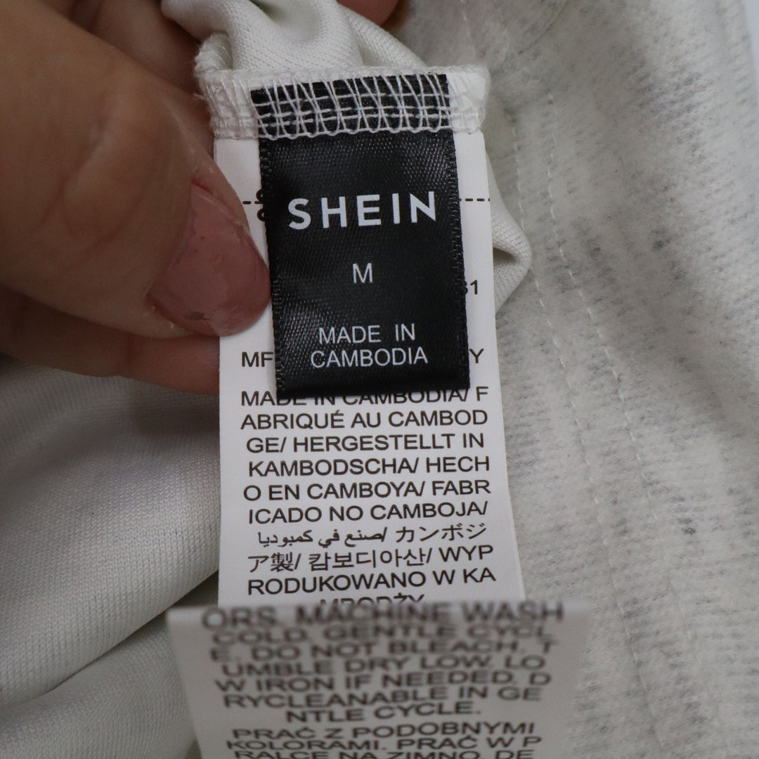 SHEIN Heather Oatmeal Wide Leg Lounge Pants Womens Medium Drawstring Relaxed