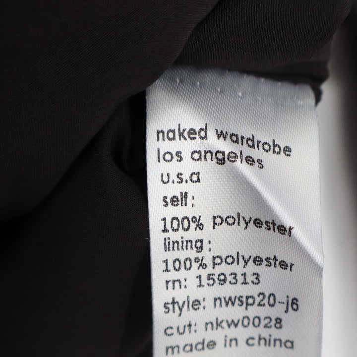 Naked Wardrobe Black Satin Cropped Garter Blazer Jacket  Size L