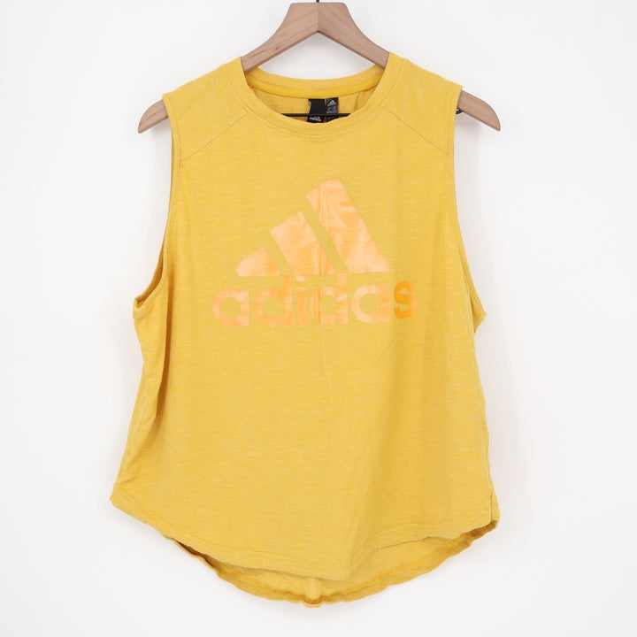 Adidas ID Winners Muscle T-Shirt Womens L(16-18) Yellow Crew Neck Sleeveless
