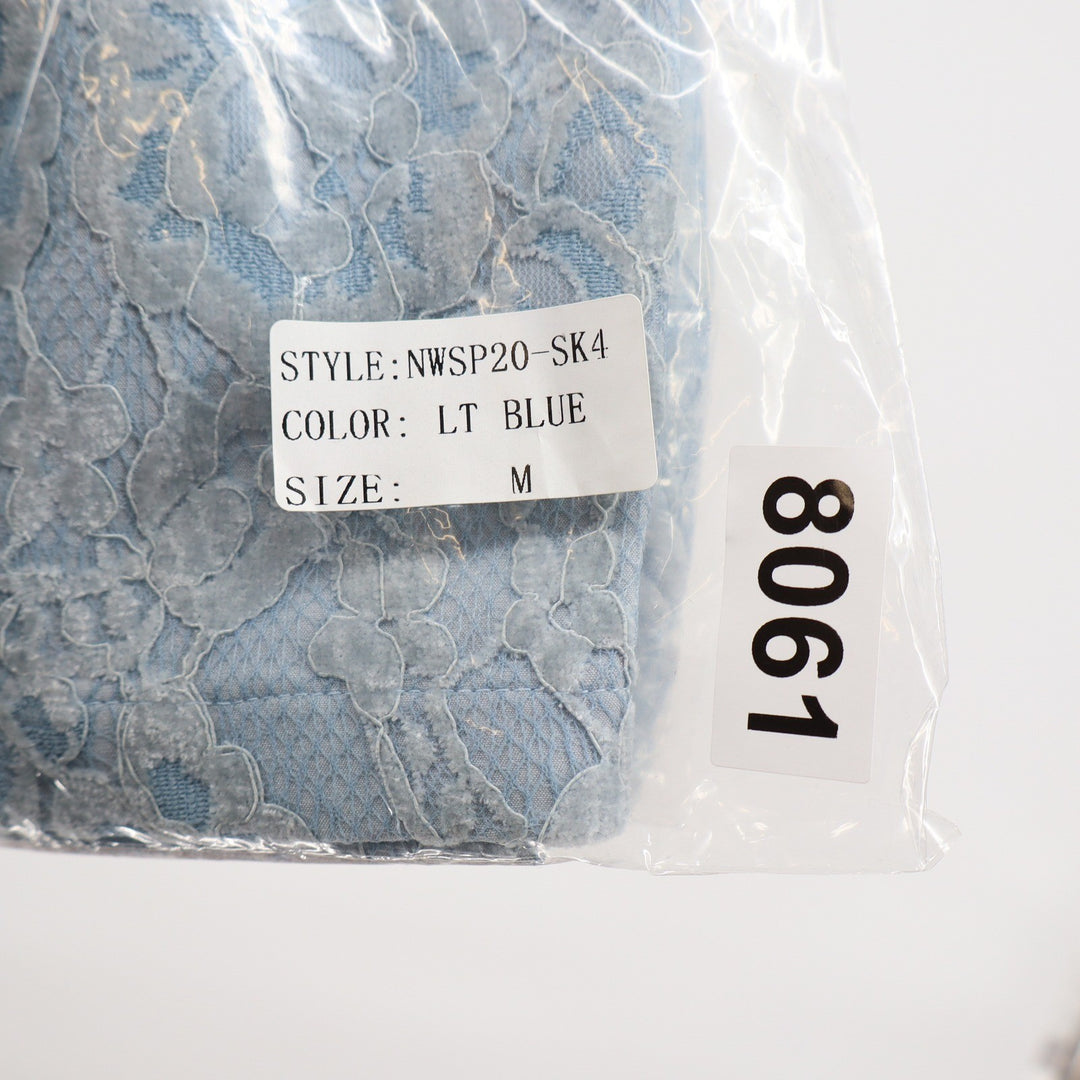 Naked Wardrobe Light Blue Floral Lace Mini Skirt Womens Medium