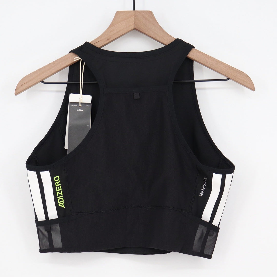 Adidas Adizero Running Carrera Crop Top Womens Large Black Quarter Zip Tank