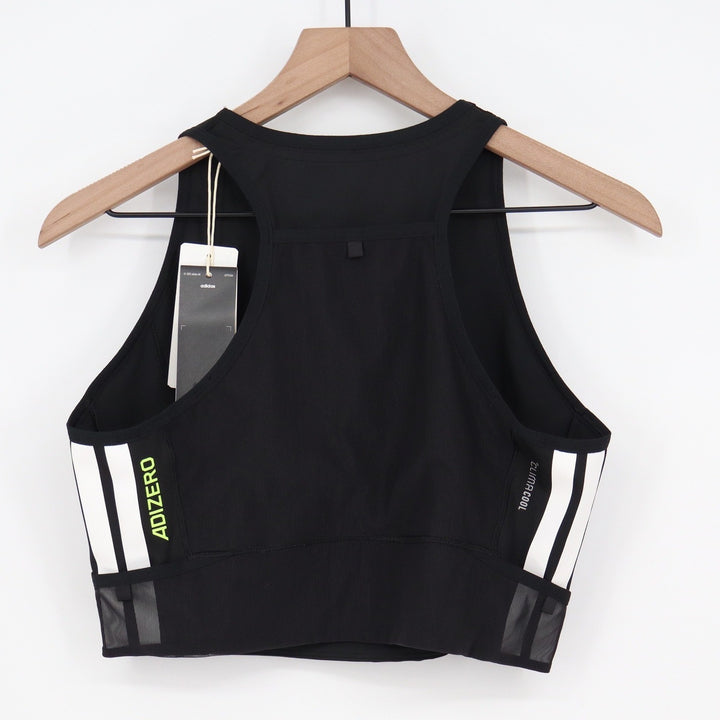 Adidas Adizero Running Carrera Crop Top Womens Large Black Quarter Zip Tank