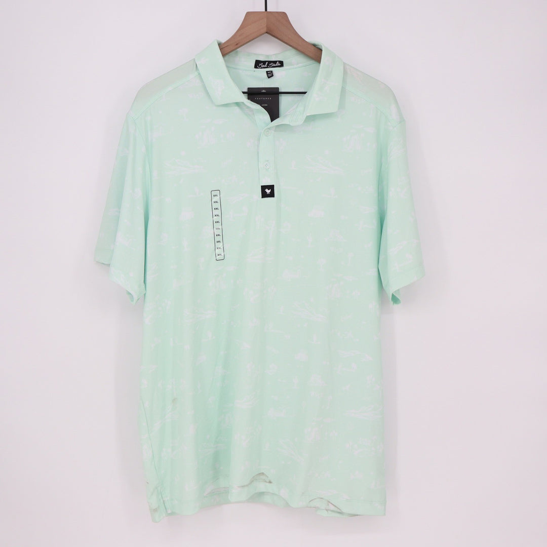 Bad Birdie Mens The Southwest Loop Golf Polo Mint Green XXL