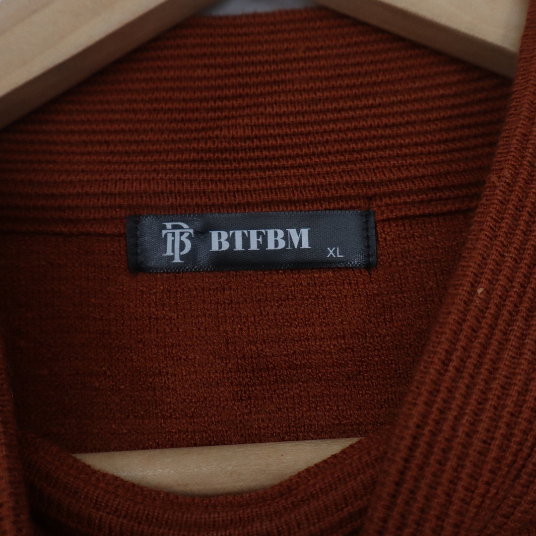 BTFBM Womens Mock Neck Ribbed Knit Sweater Rust Orange Oversized Pullover XL