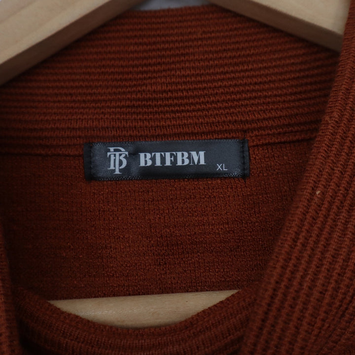 BTFBM Womens Mock Neck Ribbed Knit Sweater Rust Orange Oversized Pullover XL