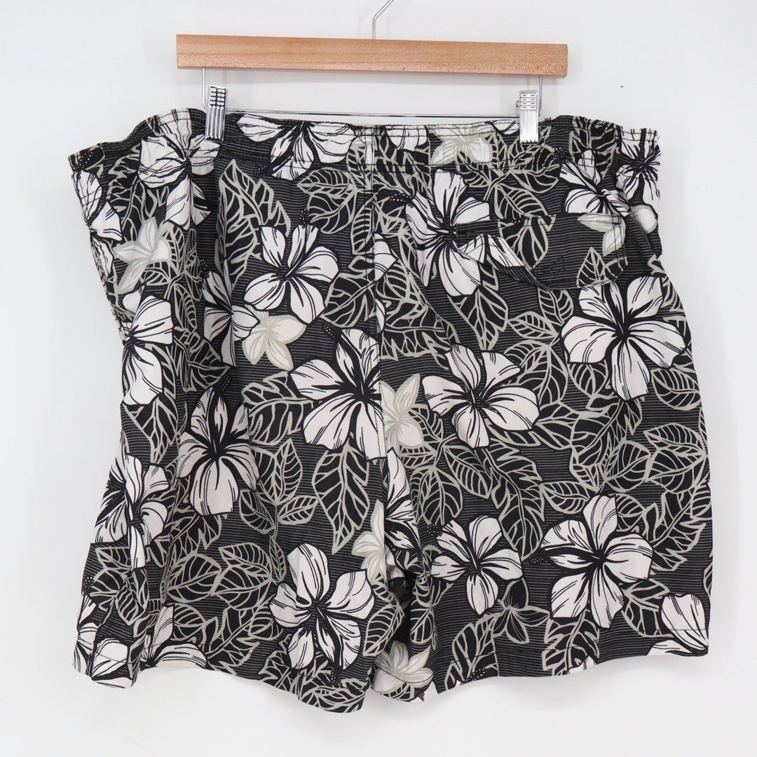 Islander Swim Trunks Mens XXL Floral Hibiscus Black White Mesh Lined Excellent