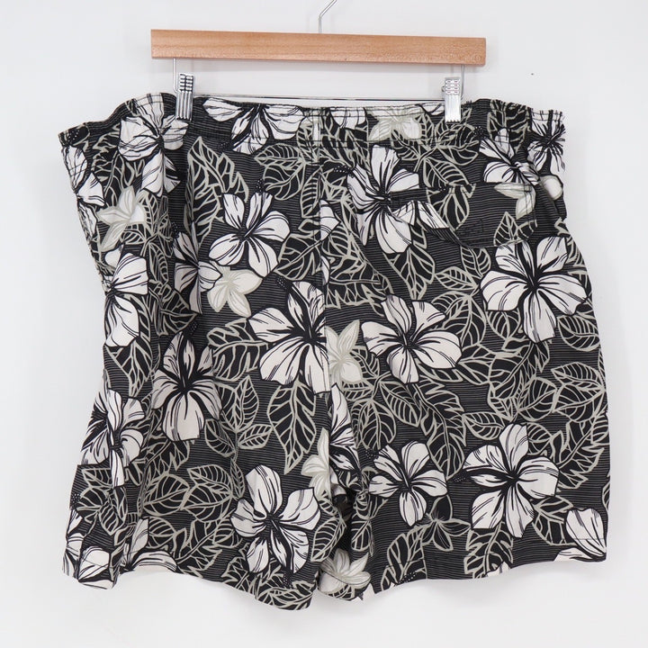 Islander Swim Trunks Mens XXL Floral Hibiscus Black White Mesh Lined Excellent