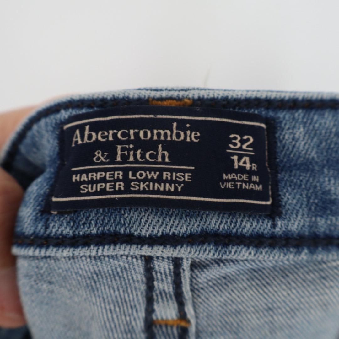 Abercrombie & Fitch Harper Low Rise Super Skinny Jeans Womens 32/14R Blue Denim