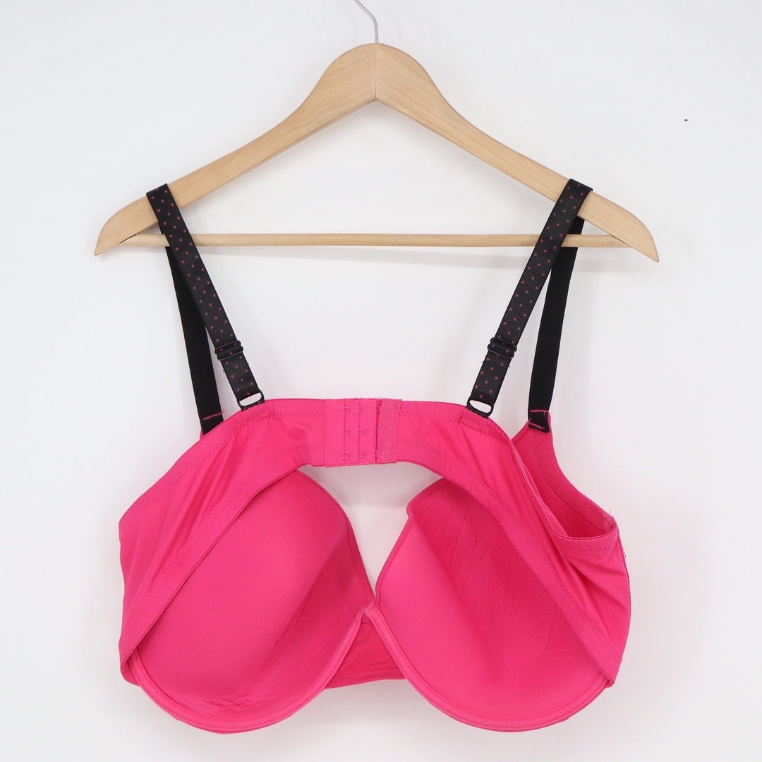 Hot Pink Full Coverage Underwire Bra with Polka Dot Straps 44DD