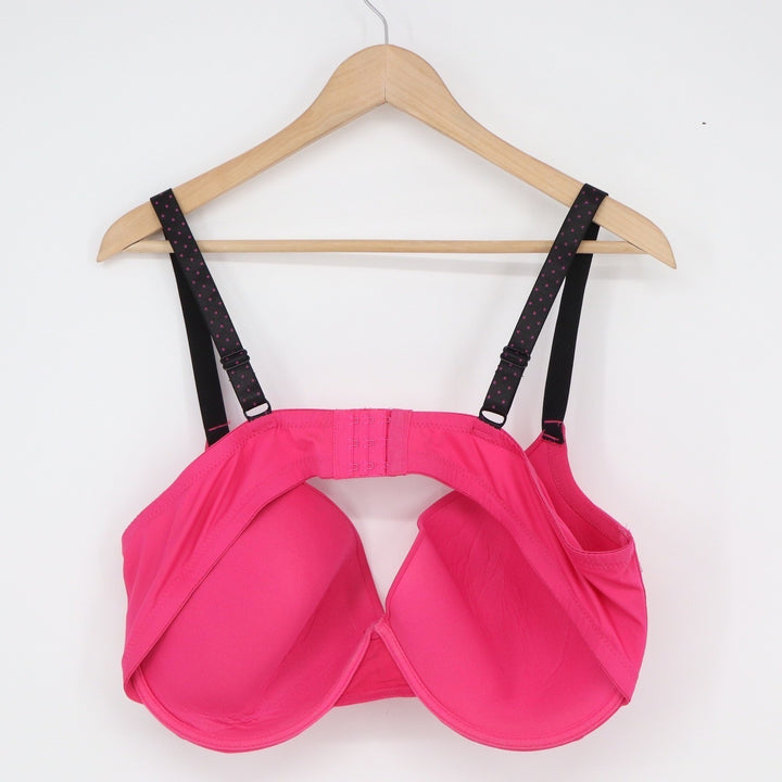 Hot Pink Full Coverage Underwire Bra with Polka Dot Straps 44DD