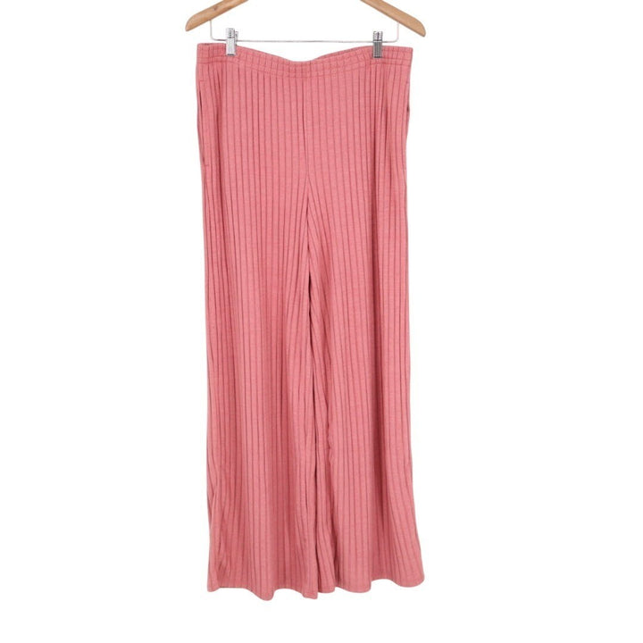 State of Day Intimates Pajama Pants Womens Large Pink Ribbed Wide Leg Sleepwear