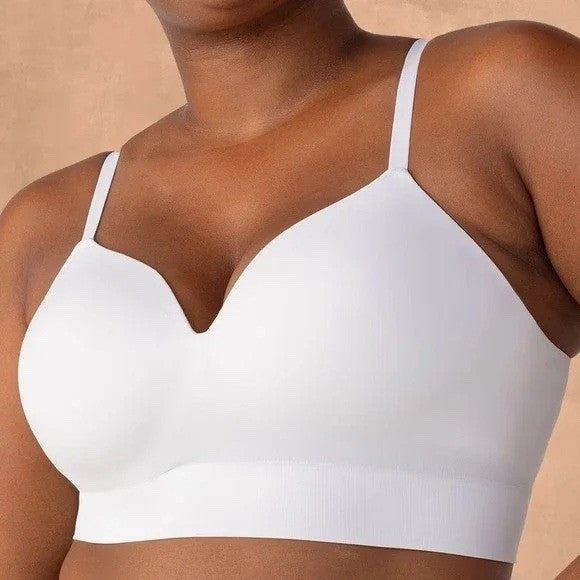 Truekind Supportive Comfort Wireless Shaping Bra Womens Large White Stretch