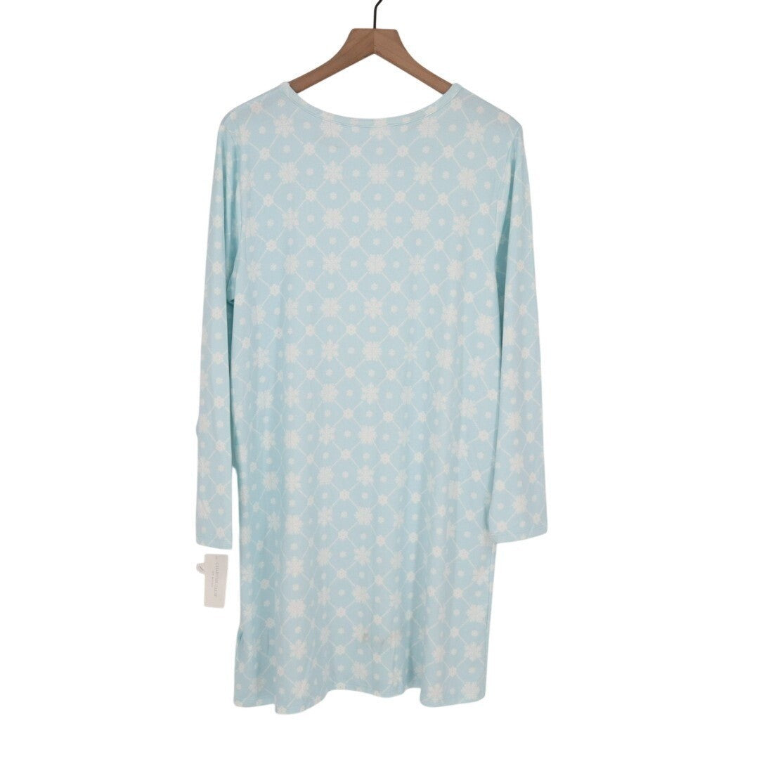 Charter Club Intimates Nightgown Womens Large Blue Snowflake Round Neck Pullover
