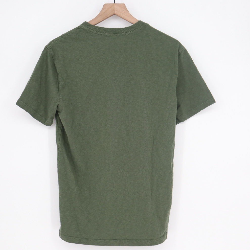 American Giant Mens V Neck T Shirt Green Cotton Made in USA Size Small