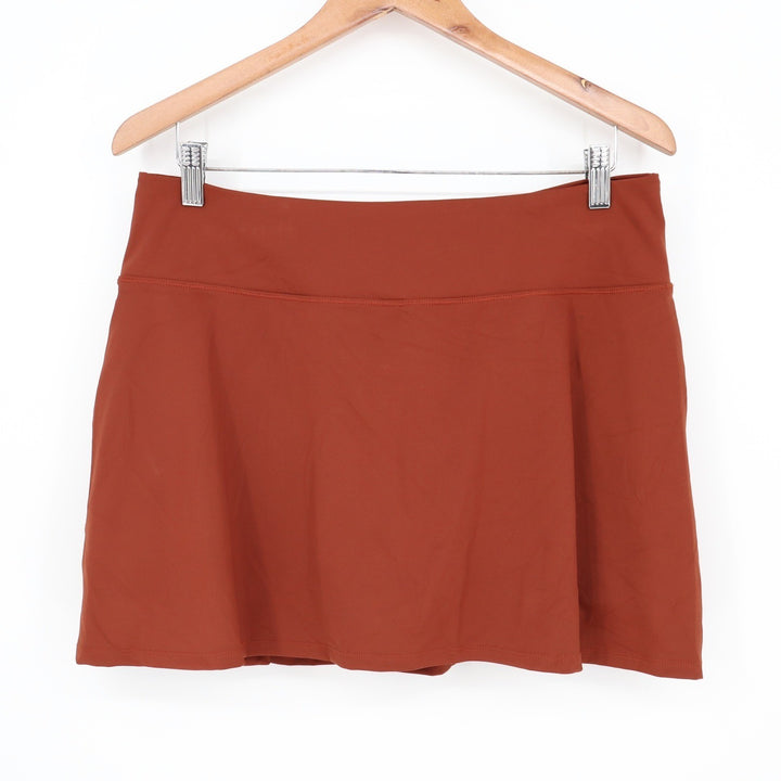 CALIA Womens Court Collection Back Pleated Skort Red Brown High Rise Large
