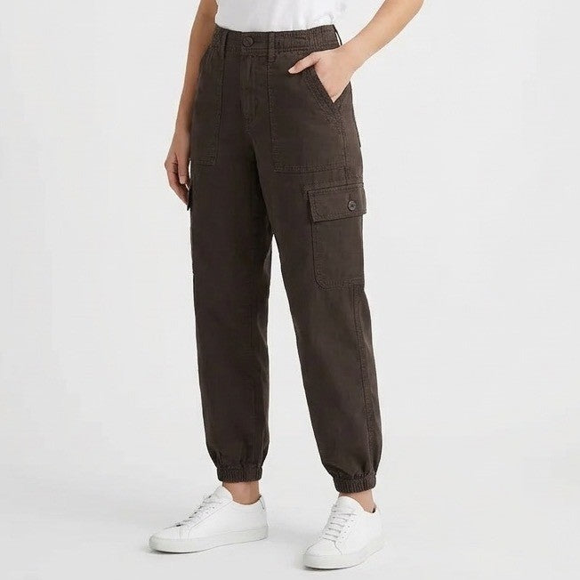 American Eagle Outfitters Cargo Jogger Pants Womens 6 Black Stretch Tapered Leg