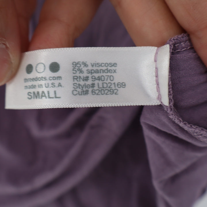 Three Dots T-Shirt Womens Small Purple Cotton Long Sleeve Round Neck Pullover