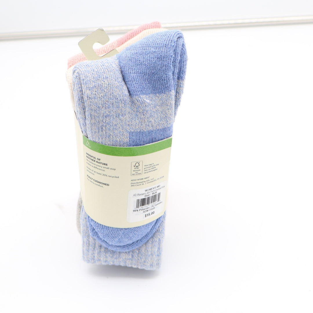 Alpine Design Womens 4pk Performance Hiking Socks Crew Cut Multi Color Size 6-9