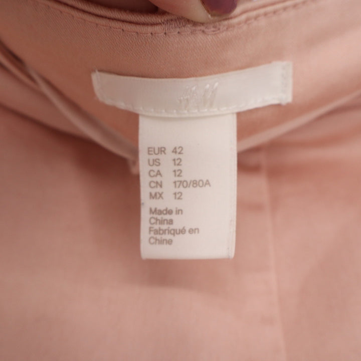HM Peach Pink Slim Ankle Trousers Side Zip Cotton Blend Pants Womens Size 12