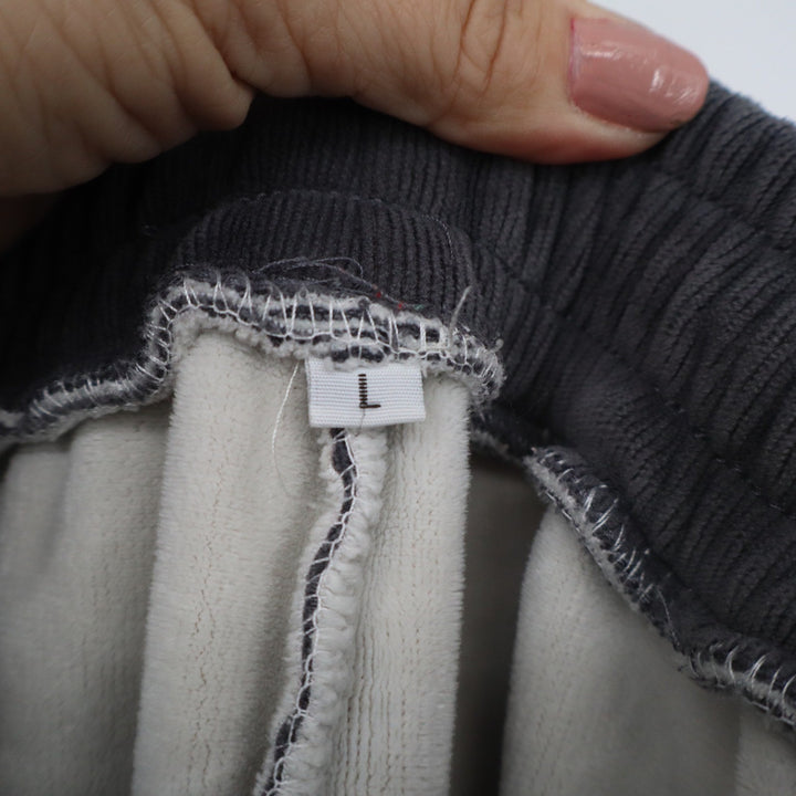 Gray Corduroy Jogger Pants Elastic Waist Drawstring Tapered Cuffs Size L