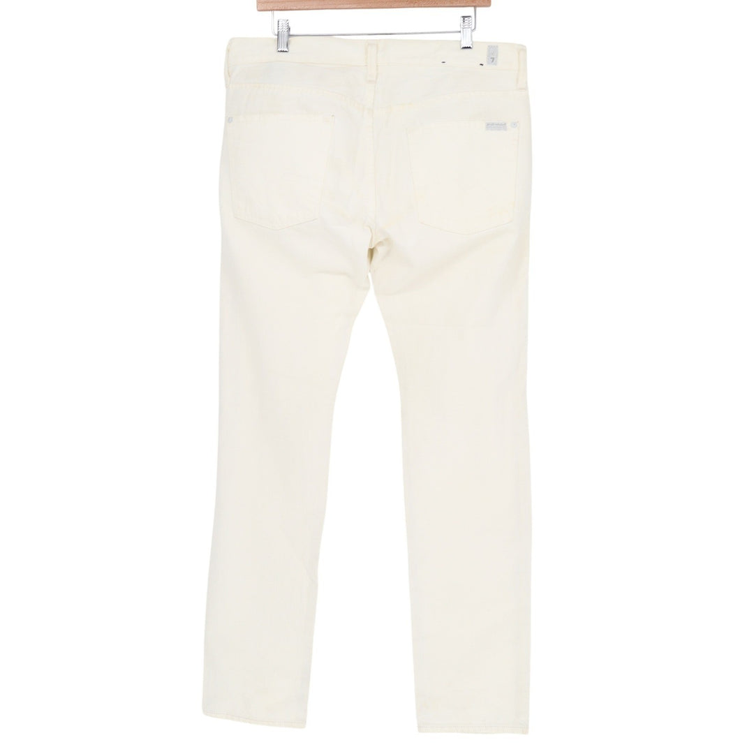 7 For All Mankind Paxtyn Skinny Jeans Mens 34 White Cotton ATA13948A USA Made