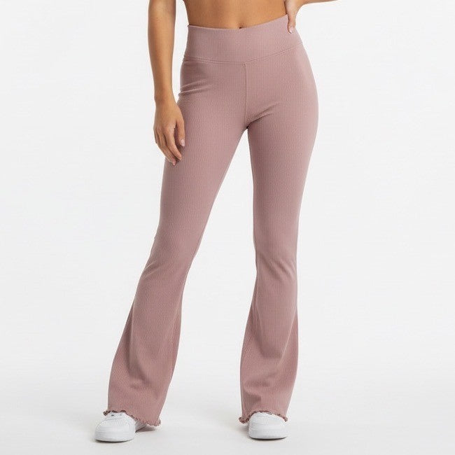 Outdoor Voices Ribbed Flare Leggings Pants Taupe XL