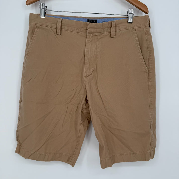 J Crew Rivington Chino Shorts Mens 33 Brown Canves Cotton Outdoor Summer Wear