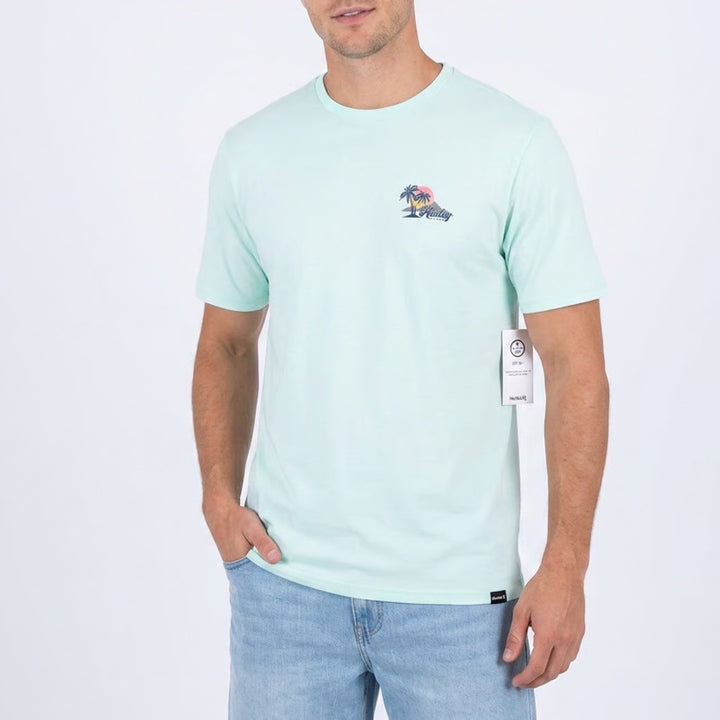 Hurley Mens Island Time Hybrid UPF 50+ Tee Mint Green Short Sleeve Large