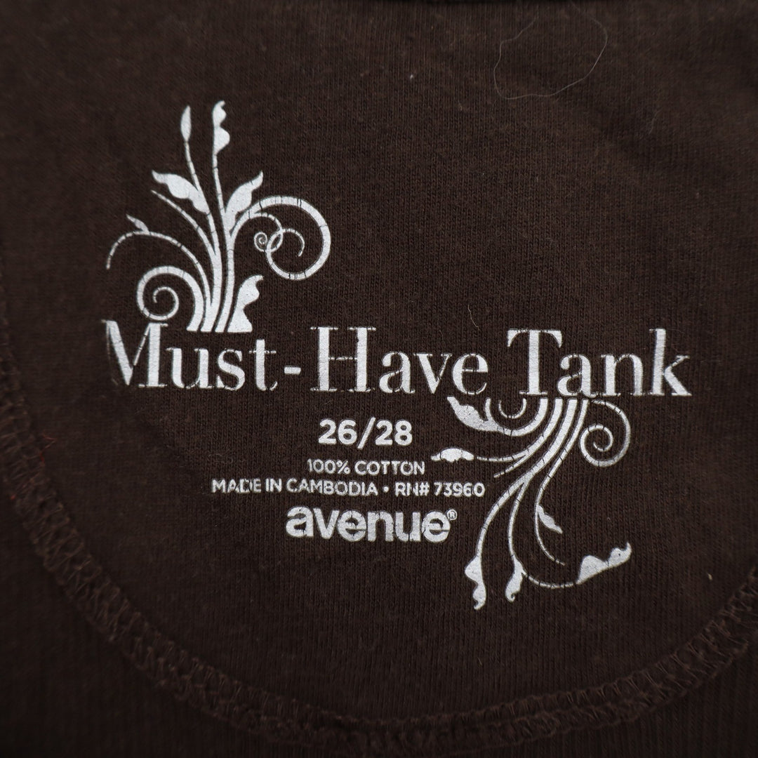 Avenue Must-Have Tank Brown Ribbed Cotton Plus Size 26/28 Sleeveless Scoop Neck
