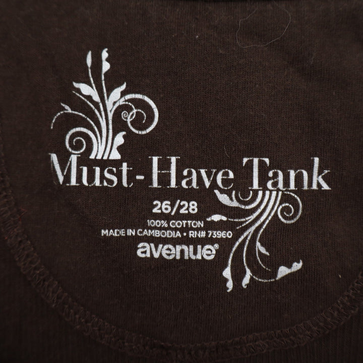 Avenue Must-Have Tank Brown Ribbed Cotton Plus Size 26/28 Sleeveless Scoop Neck
