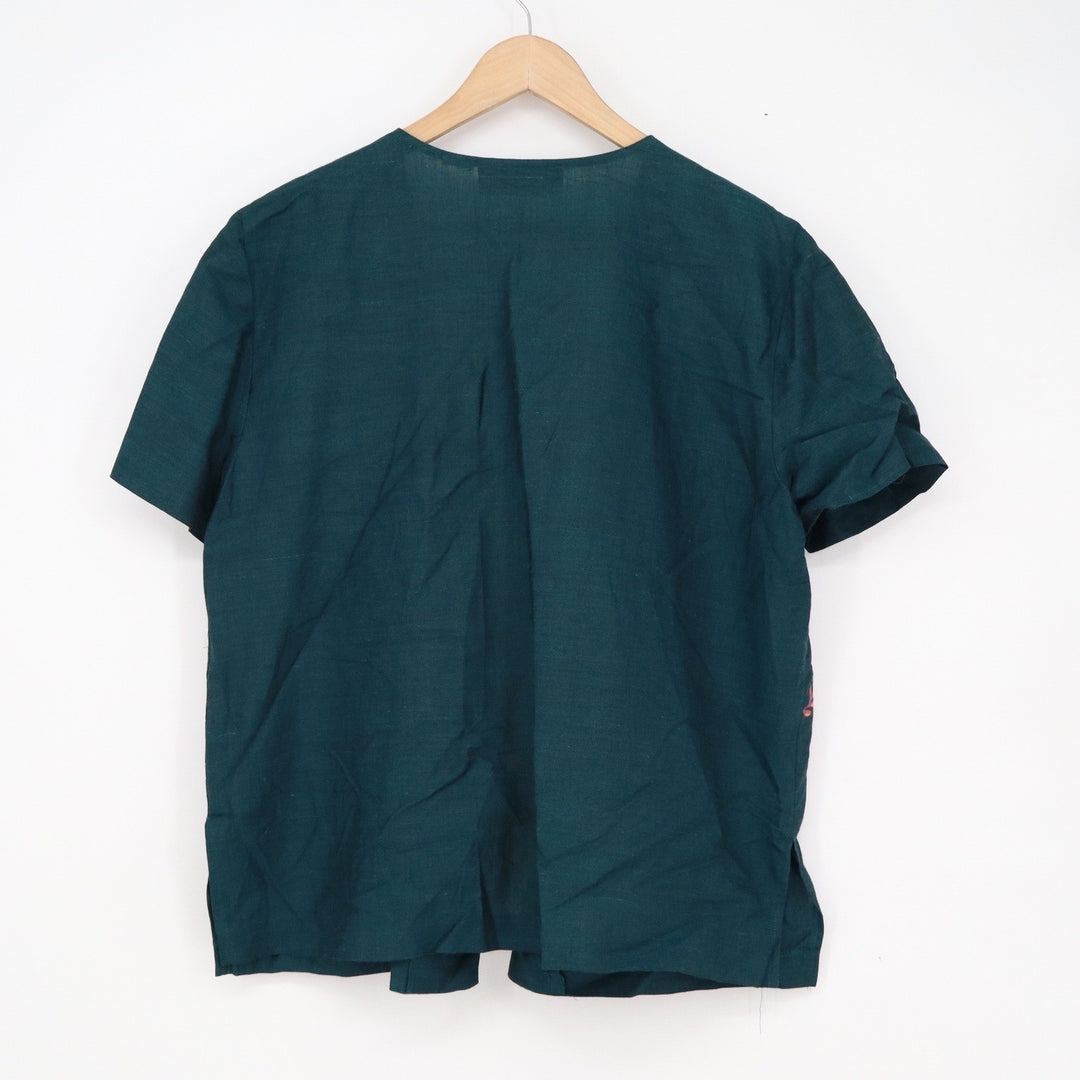 Sag Harbor Dress Forest Green Embroidered Open Front Short Sleeve Cardigan Top