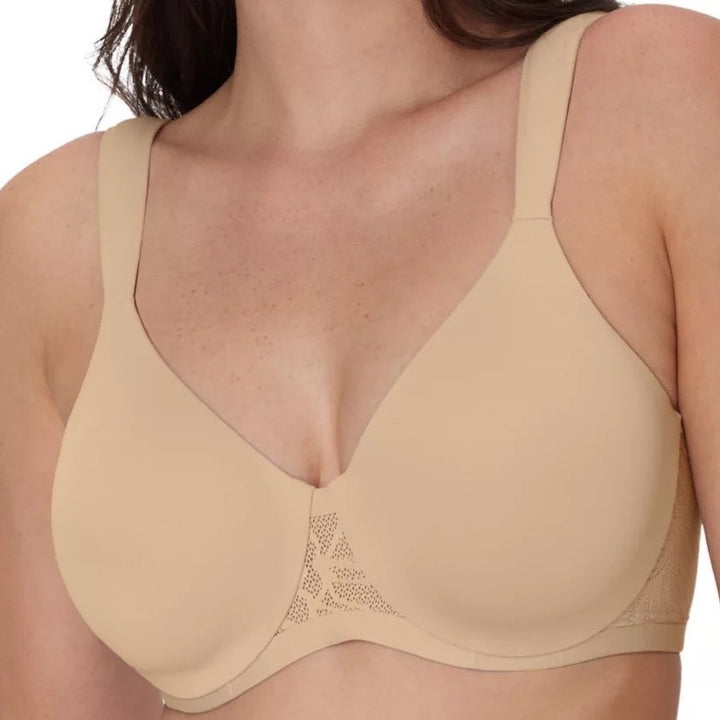 Bali Coolest Smoothing Underwire T-Shirt Bra Womens 34D Beige Stretch Padded