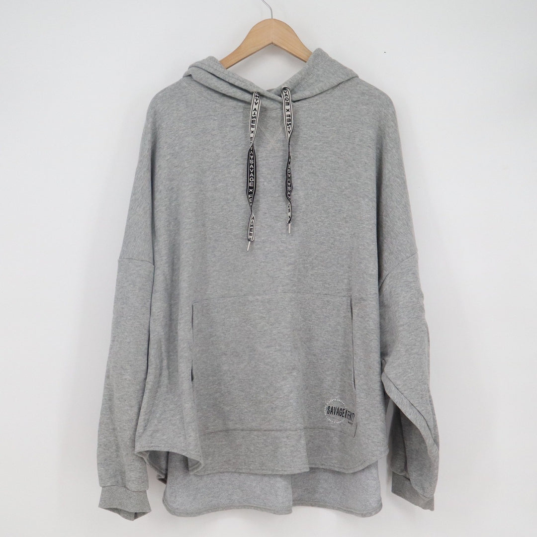 Savage X Fenty Womens 2X Oversized Hoodie Heather Gray Logo Sweatshirt