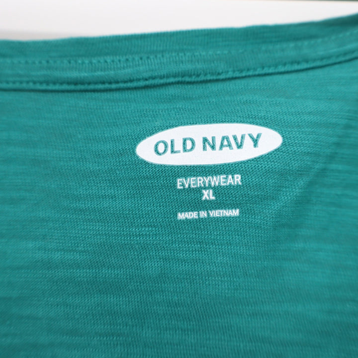 Old Navy EveryWear Tank Top XL Teal Green Cotton Slub Scoop Neck Sleeveless