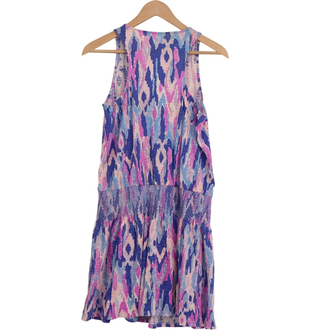 Lilly Pulitzer Tideline Tank Dress Womens Medium Multi Tie-Dye Cotton Smocked