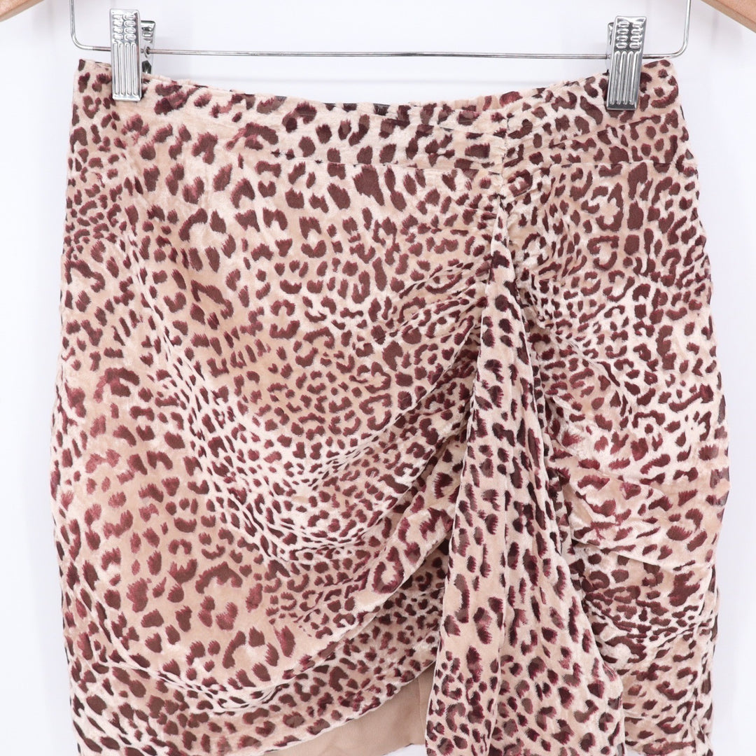 Naked Wardrobe The Statement Leopard Print Ruched Mini Skirt Small