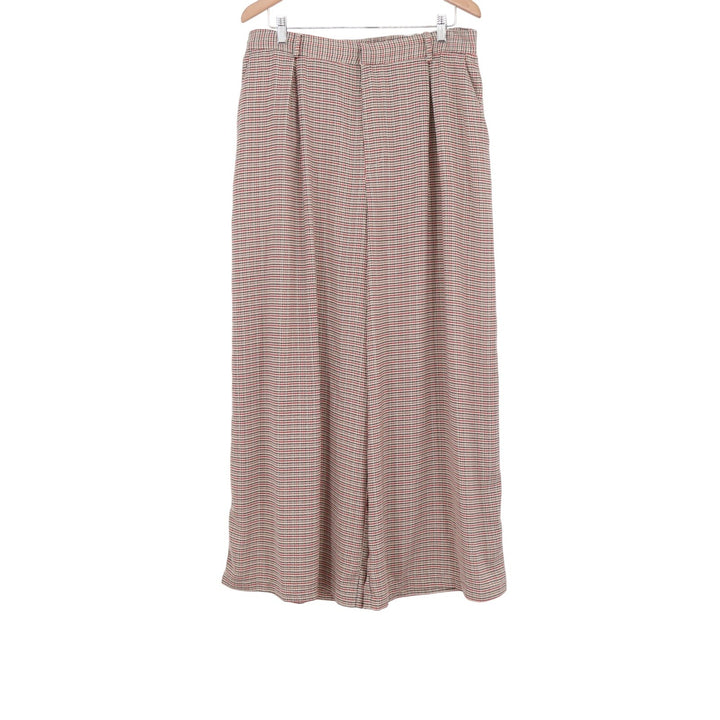 Tronjori XXL Wide Leg Houndstooth Pants Red Black Tan High Waist Pleated Trouser