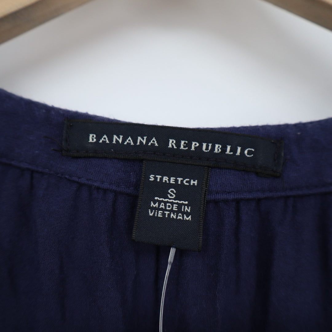 Banana Republic Tunic Top Womens Small Navy Stretch Long Sleeve V-Neck Pullover