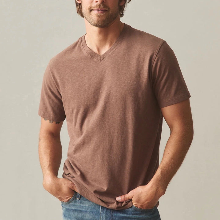 American Giant Premium Slub T-Shirt Mens L Soft Silt Cotton V-Neck Short Sleeve