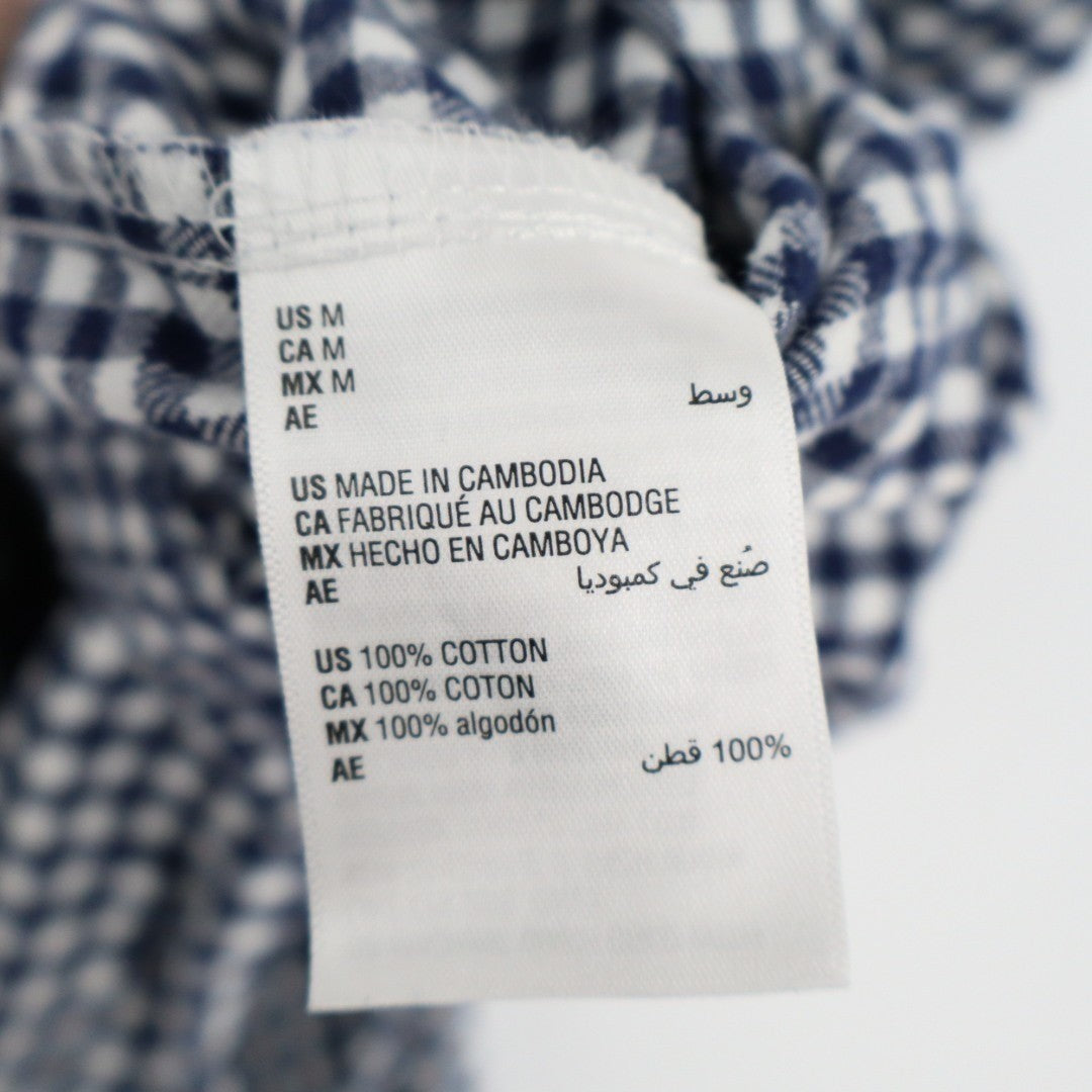 Charter Club Flannel 2-PC Pajamas Set Womens M Blue Gingham Check Lapel Collar