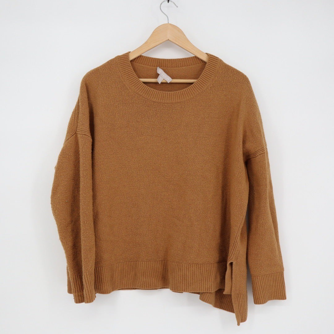 Chelsea 28 Tan Knit Sweater XL Side Slit Cashmere Blend Pullover
