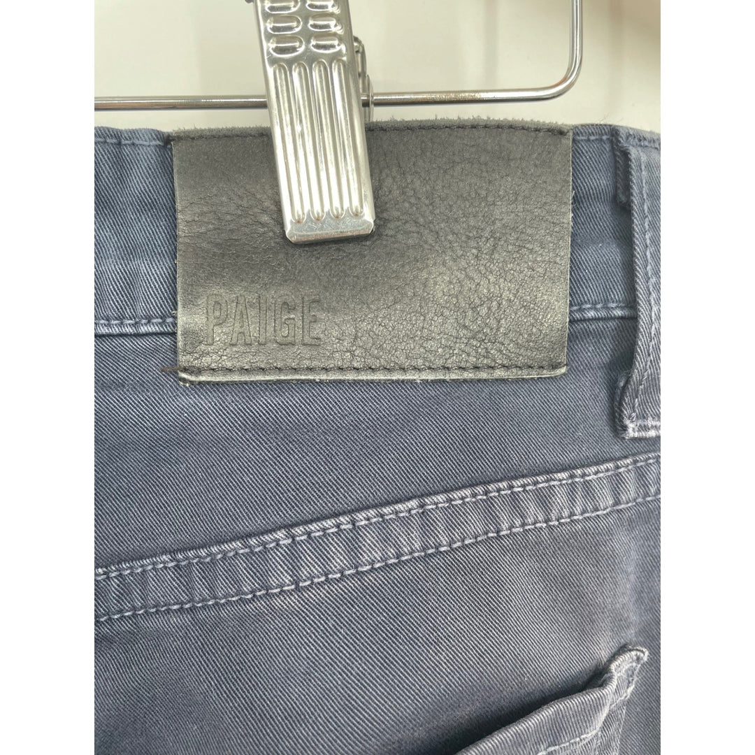 PAIGE Normandie Navy Blue Cotton Polyurethane Blend Straight Leg Pants Size 29