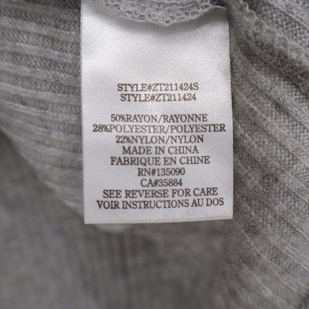 Z Supply Heather Gray Ribbed Long Sleeve Crew Neck Top Relaxed Fit