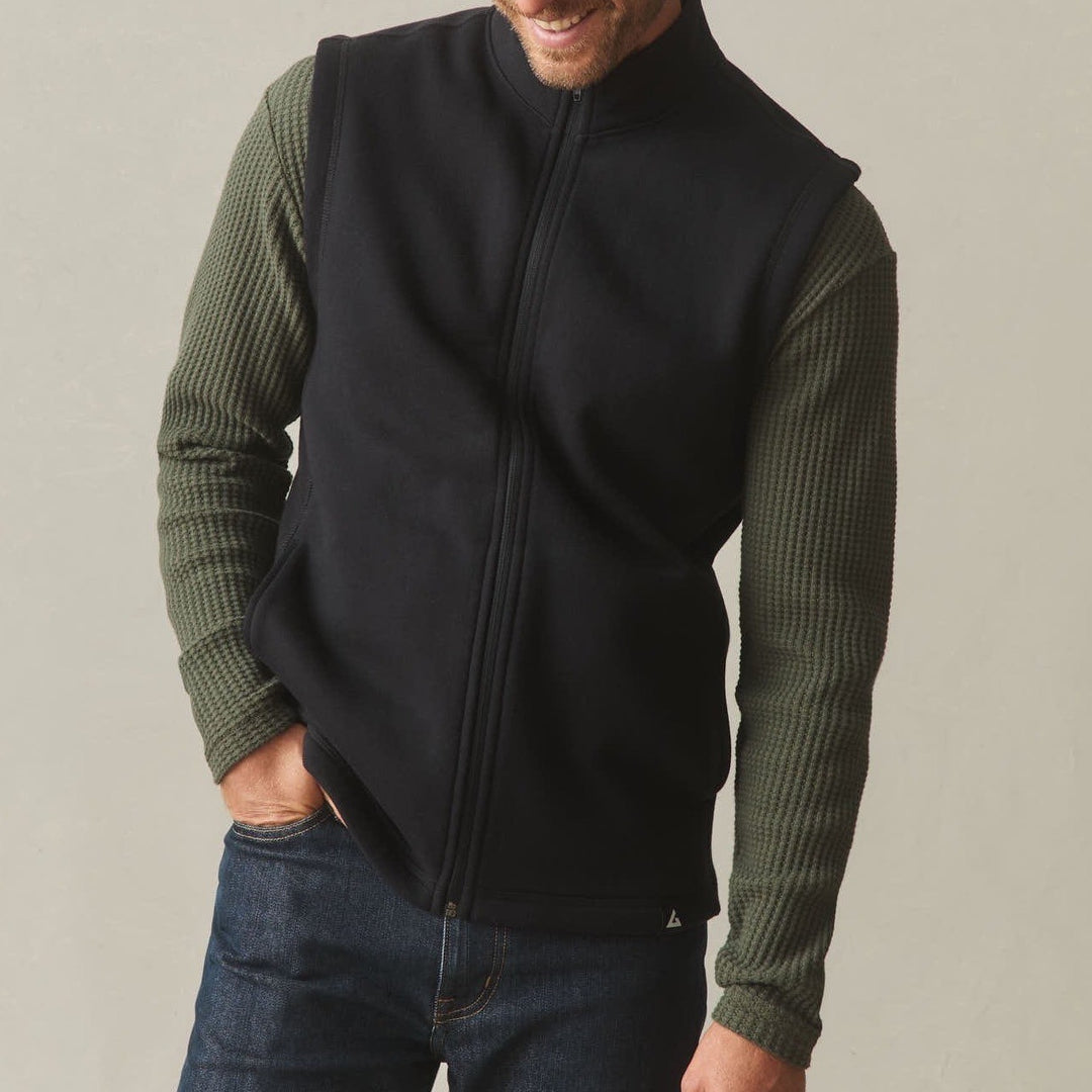 American Giant Midweight Vest Men's Medium Black Full Zip Cotton Fleece Lined